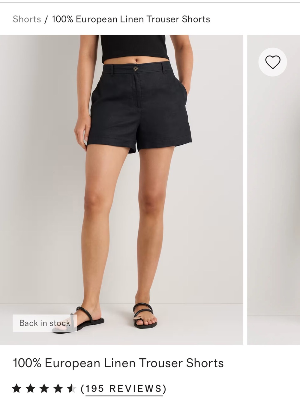 Quince 100% European linen trouser Shorts - Picture 8 of 9